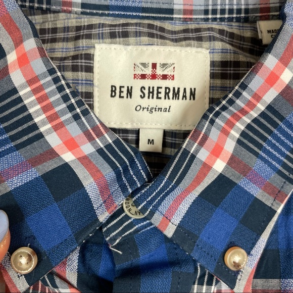 Ben Sherman Original Blue Plaid Button Down Shirt - Picture 3 of 7